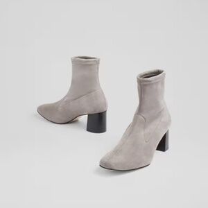 LK Bennett Amira Gray Stretch Suede Ankle Boots Warm Gray size US 6.5/EU 37